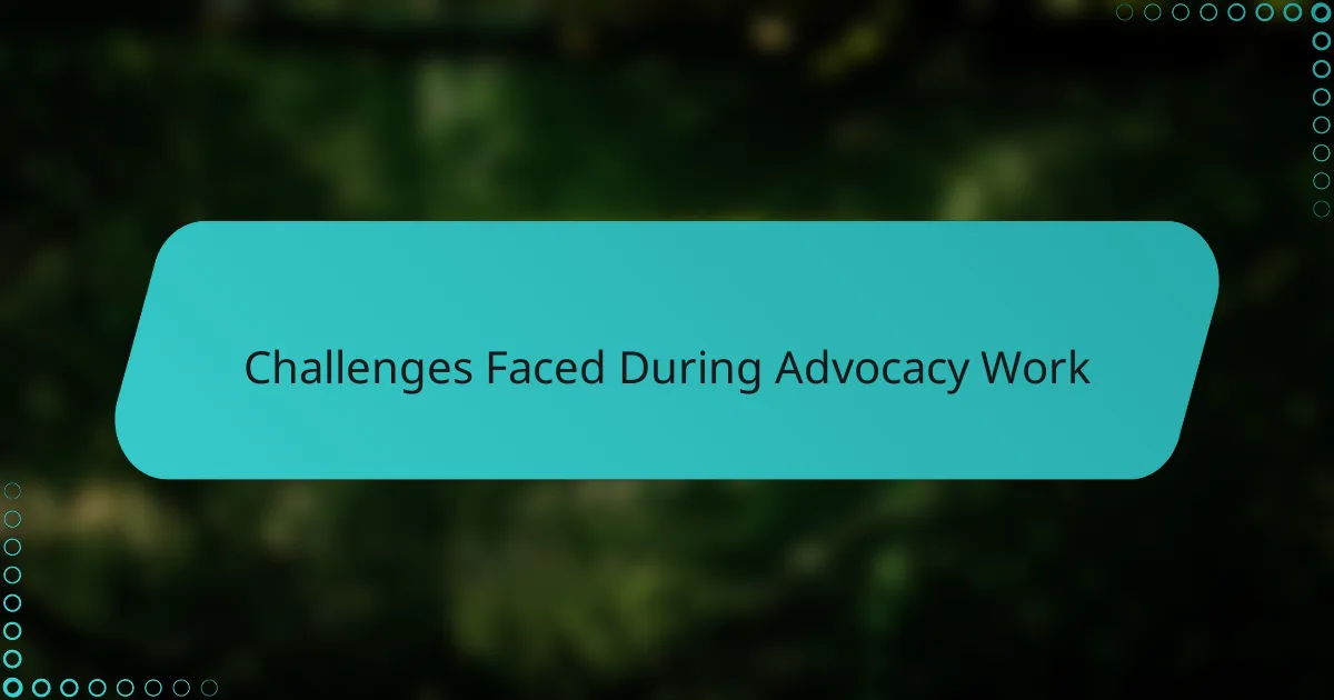 Challenges Faced During Advocacy Work