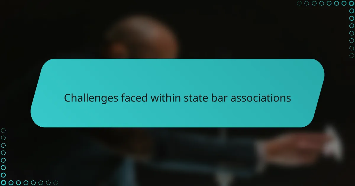 Challenges faced within state bar associations