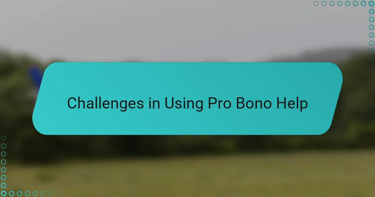 Challenges in Using Pro Bono Help
