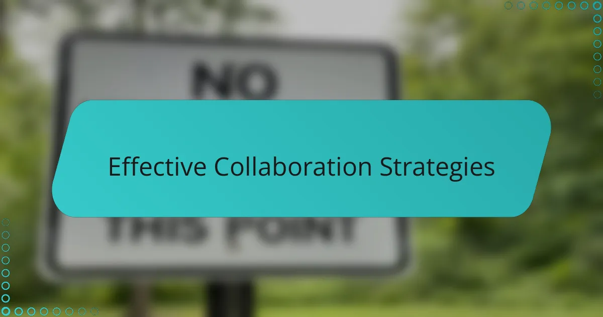 Effective Collaboration Strategies