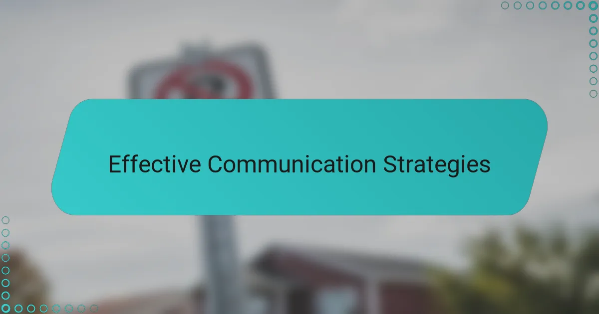 Effective Communication Strategies