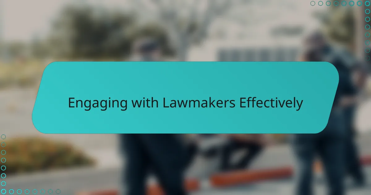 Engaging with Lawmakers Effectively