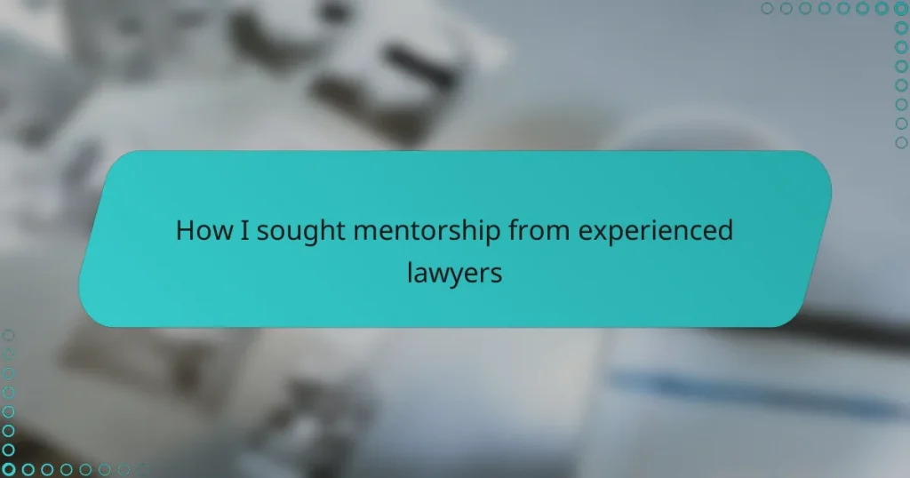 How I sought mentorship from experienced lawyers