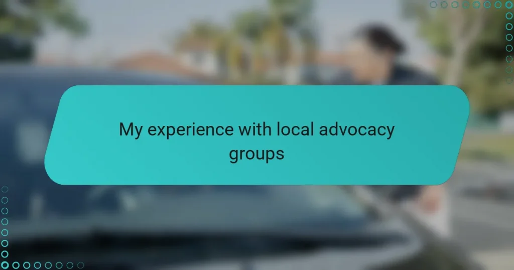 My experience with local advocacy groups