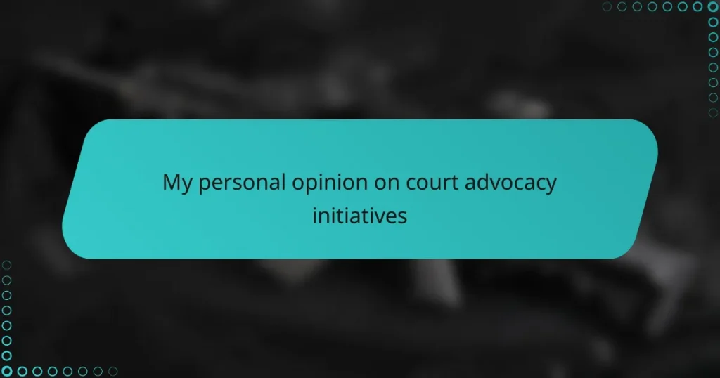 My personal opinion on court advocacy initiatives