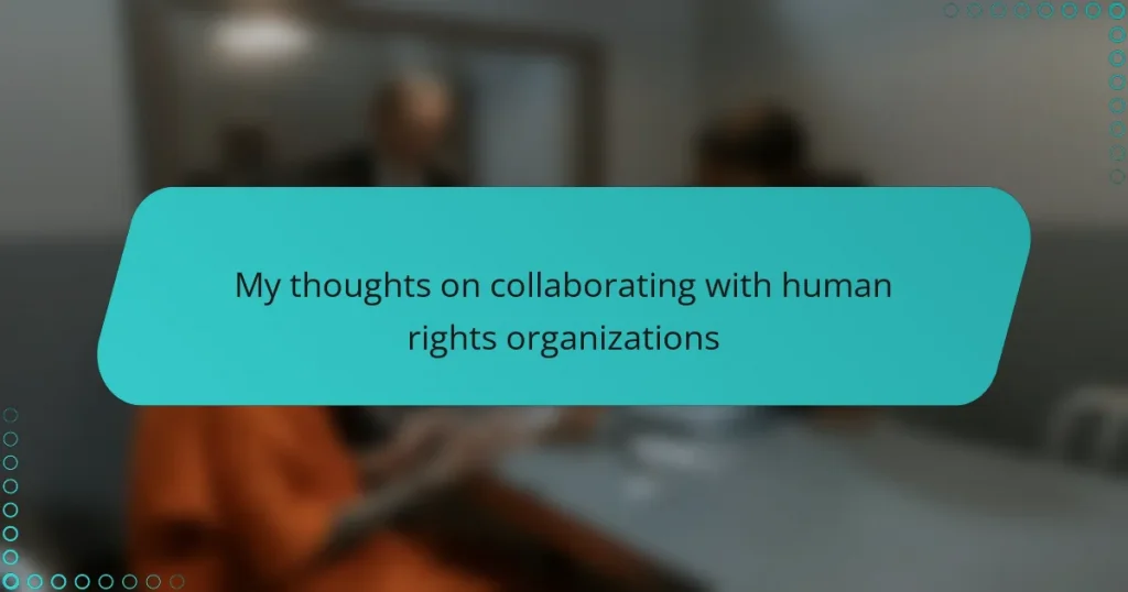 My thoughts on collaborating with human rights organizations