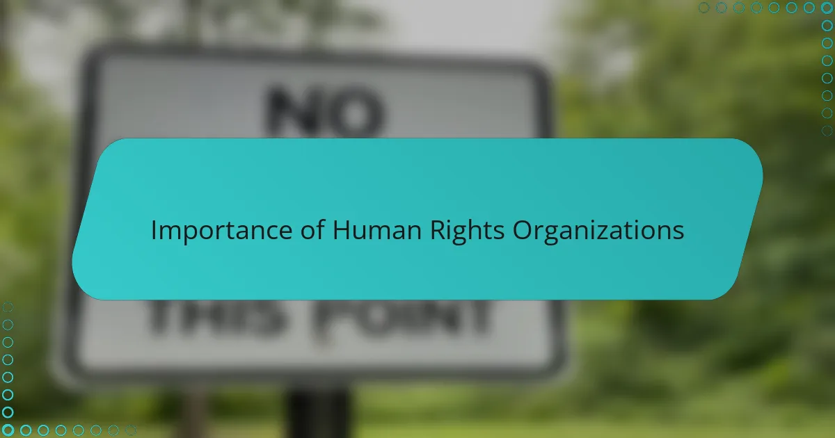 Importance of Human Rights Organizations