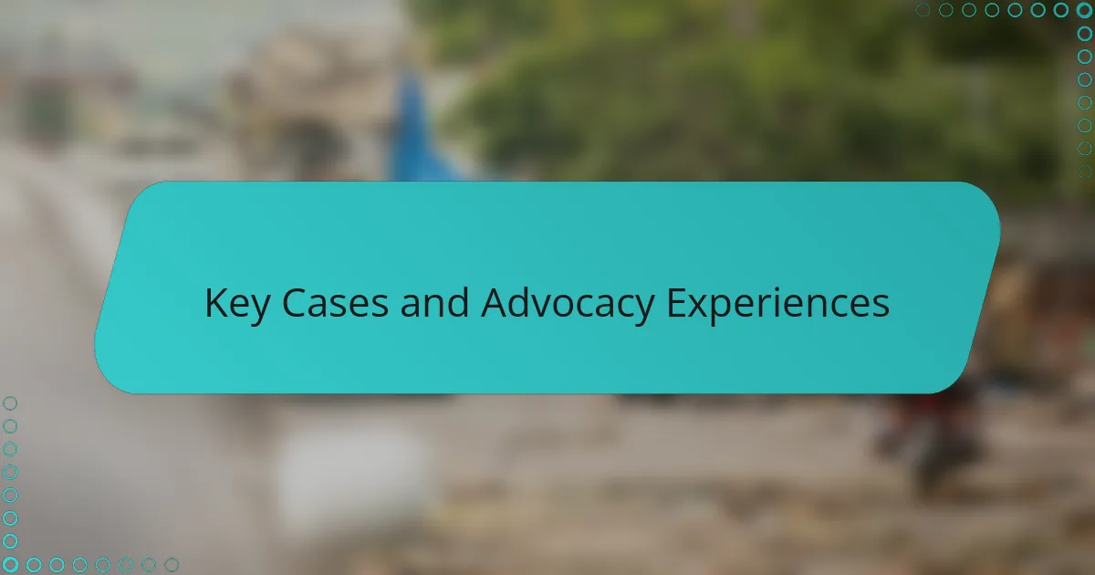 Key Cases and Advocacy Experiences