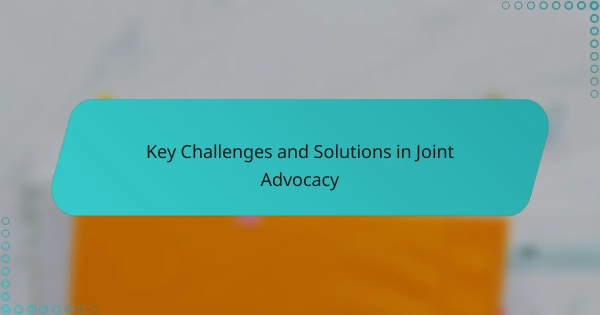 Key Challenges and Solutions in Joint Advocacy