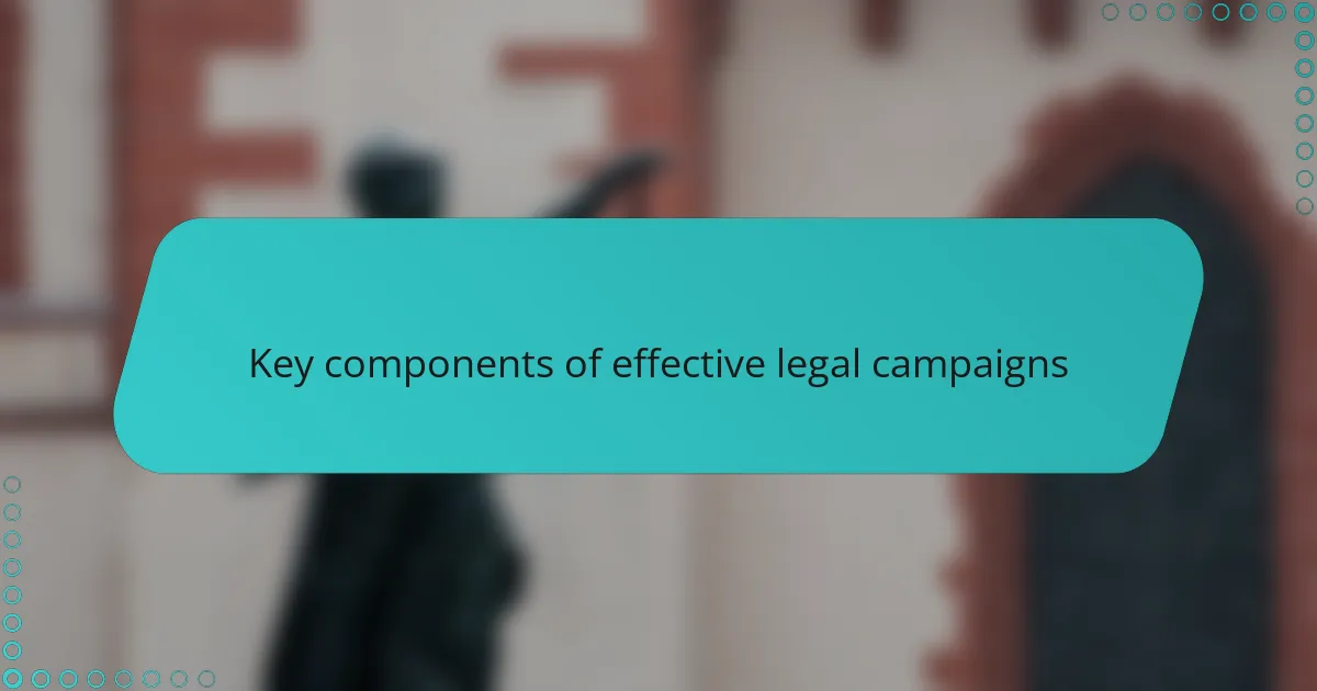 Key components of effective legal campaigns
