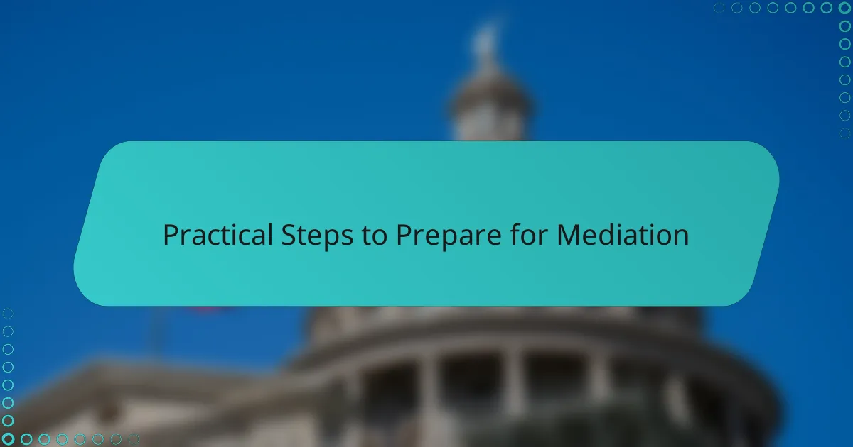 Practical Steps to Prepare for Mediation