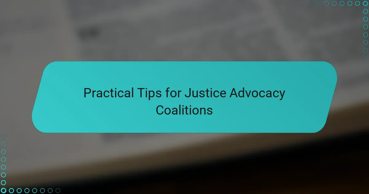 Practical Tips for Justice Advocacy Coalitions
