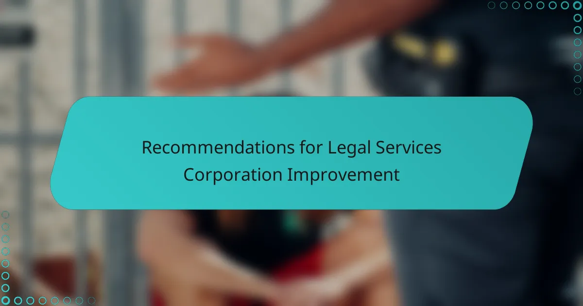 Recommendations for Legal Services Corporation Improvement