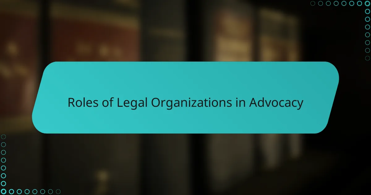 Roles of Legal Organizations in Advocacy