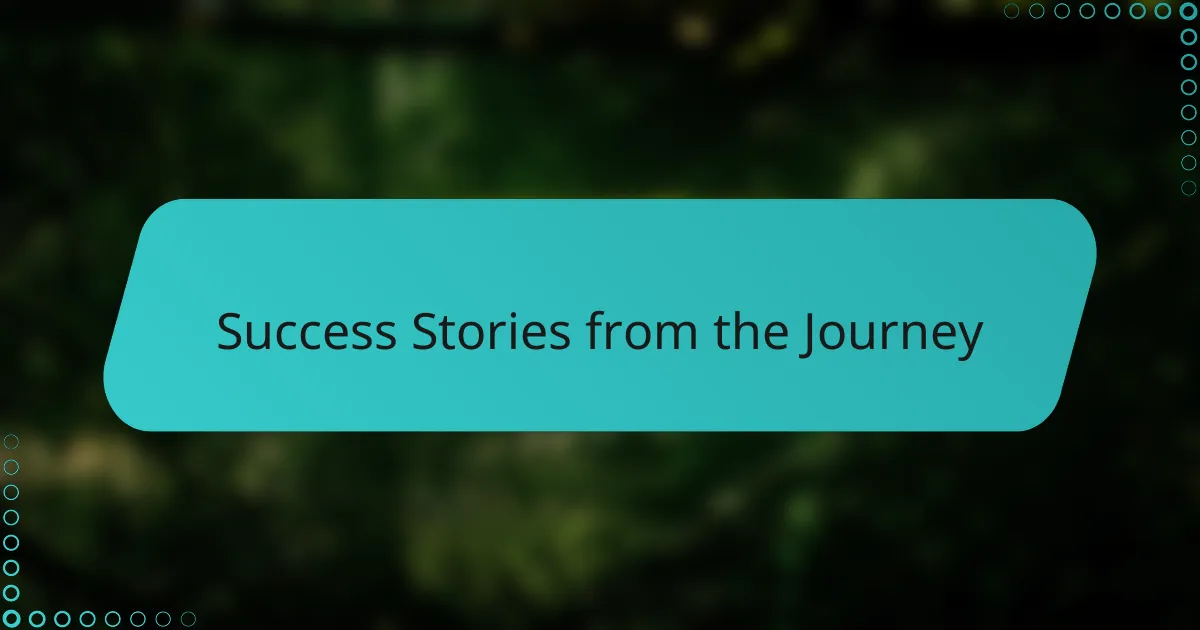 Success Stories from the Journey