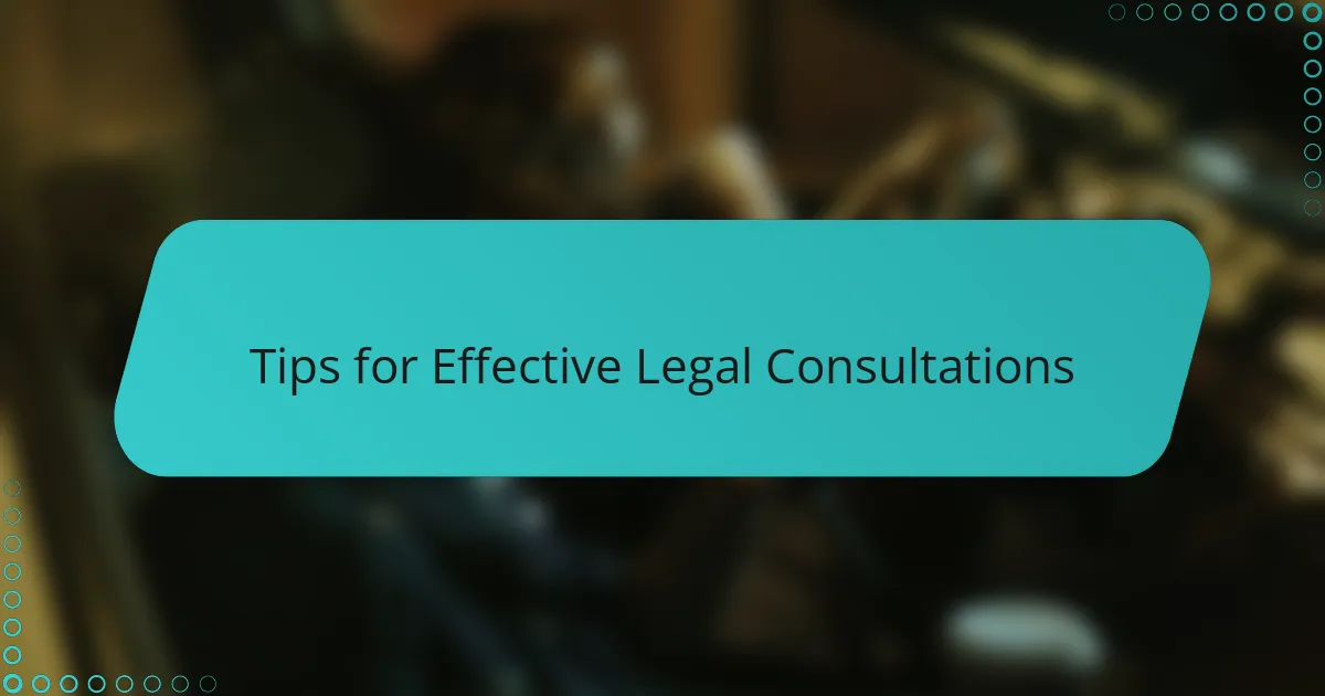 Tips for Effective Legal Consultations