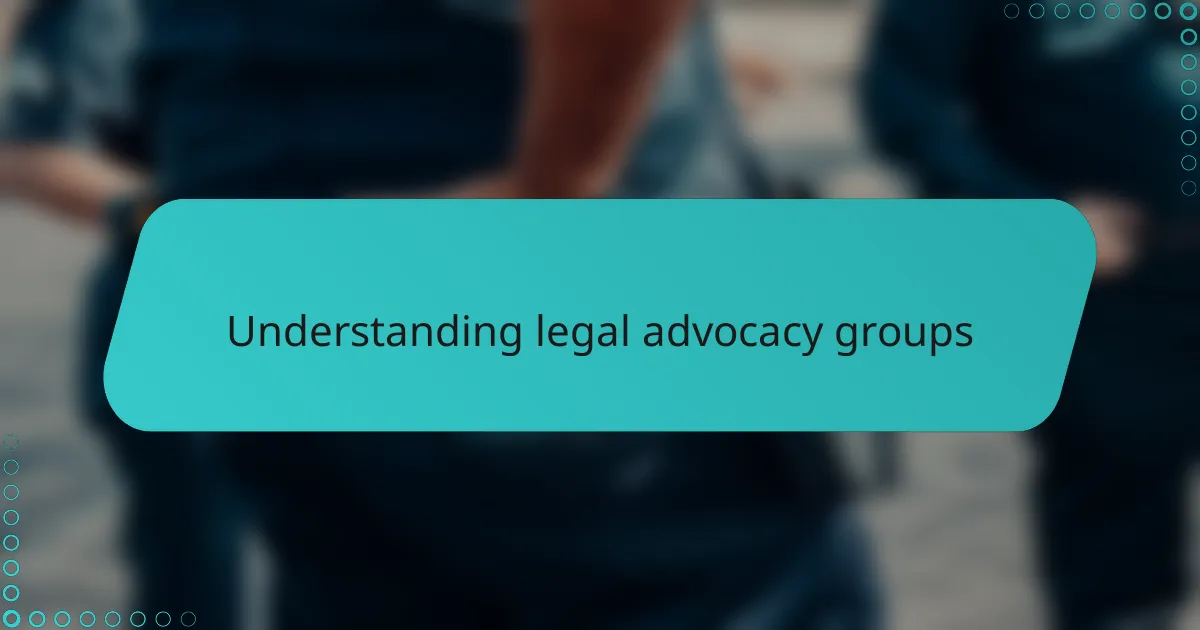 Understanding legal advocacy groups